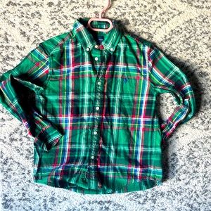 Ralph Lauren Green Plaid Holiday Button Up Size 7